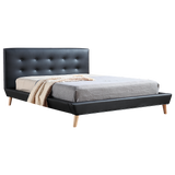 Queen PU Leather Deluxe Bed Frame Black