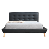 Queen PU Leather Deluxe Bed Frame Black