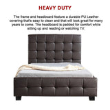 King Single PU Leather Deluxe Bed Frame Brown