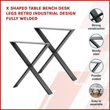 X Shaped Table Bench Desk Legs Retro Industrial Design Fully Welded