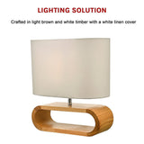 Wooden Modern Table Lamp Timber Bedside Lighting Desk Reading Light Brown White