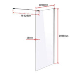 1000 x 2000mm Frameless 10mm Safety Glass Shower Screen