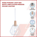 Wood Pendant Light Bar White Lamp Kitchen Modern Ceiling Lighting