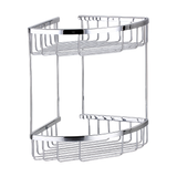 2-Tier Corner Bathroom Basket Shelf Rail Rack