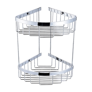 2-Tier Corner Bathroom Basket Shelf Rail Rack