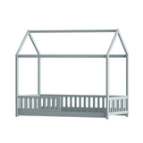 Artiss Bed Frame Wooden Kids House Frame Grey ROCK