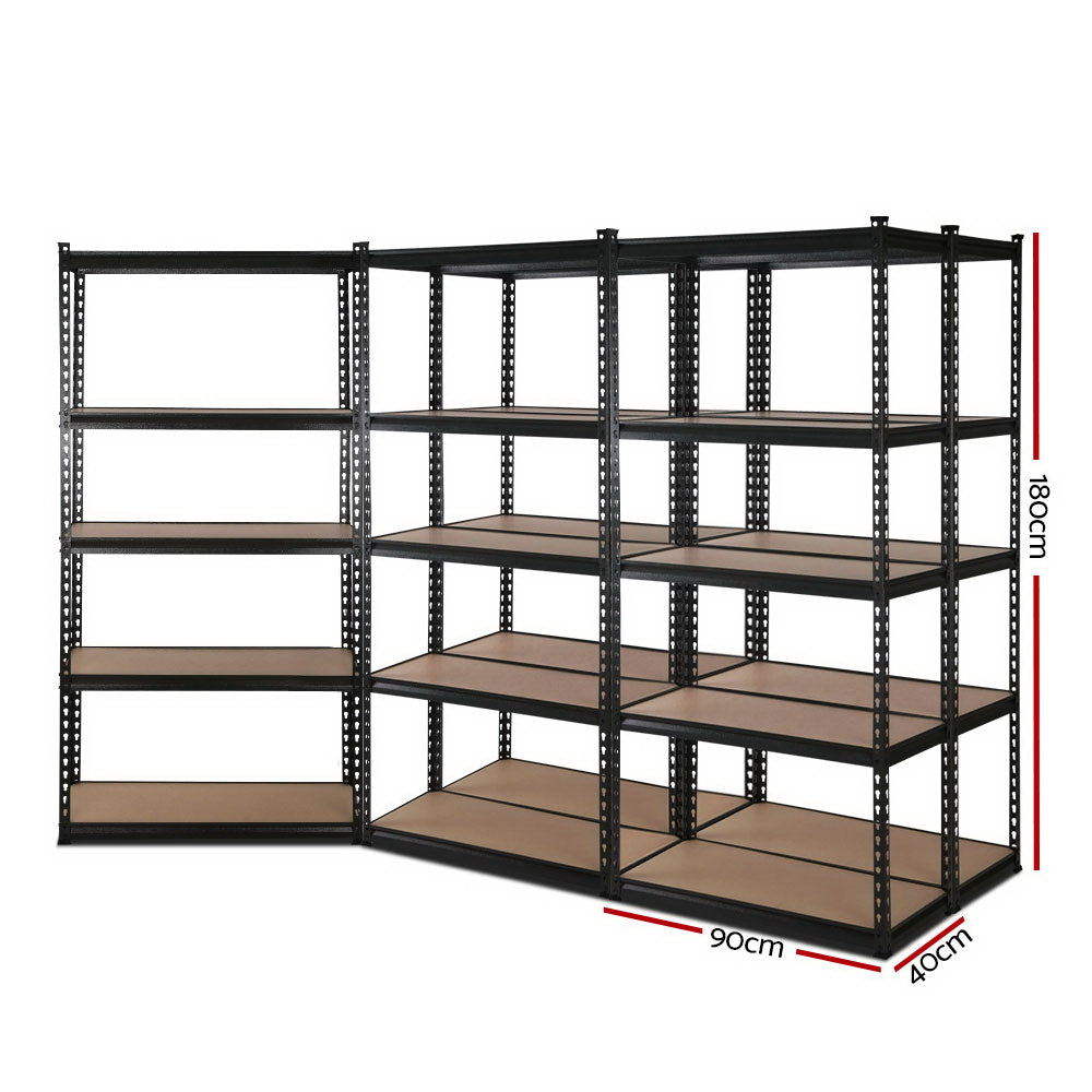 Wall Storage Racks: Giantz 5x1.8M Garage Shelving Warehouse Rack Pallet Racking Storage Shelve Black
