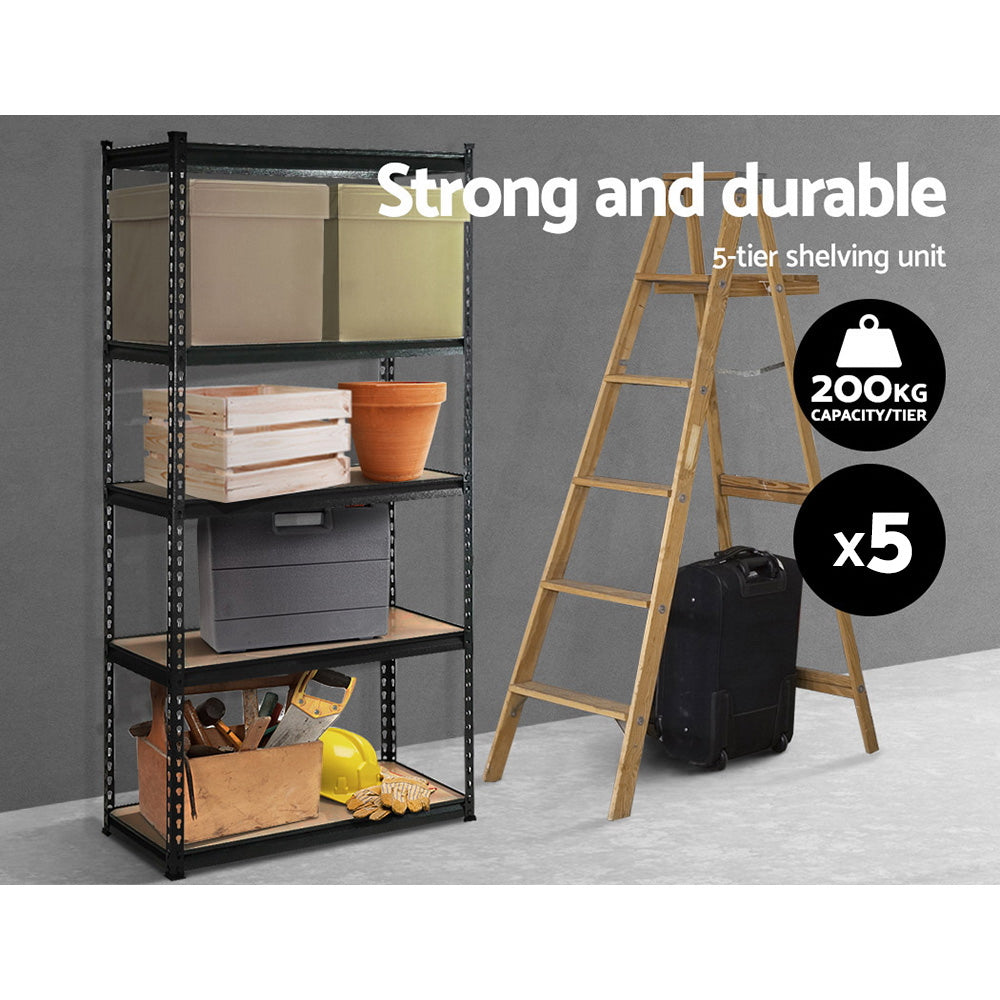 Wall Storage Racks: Giantz 5x1.8M Garage Shelving Warehouse Rack Pallet Racking Storage Shelve Black