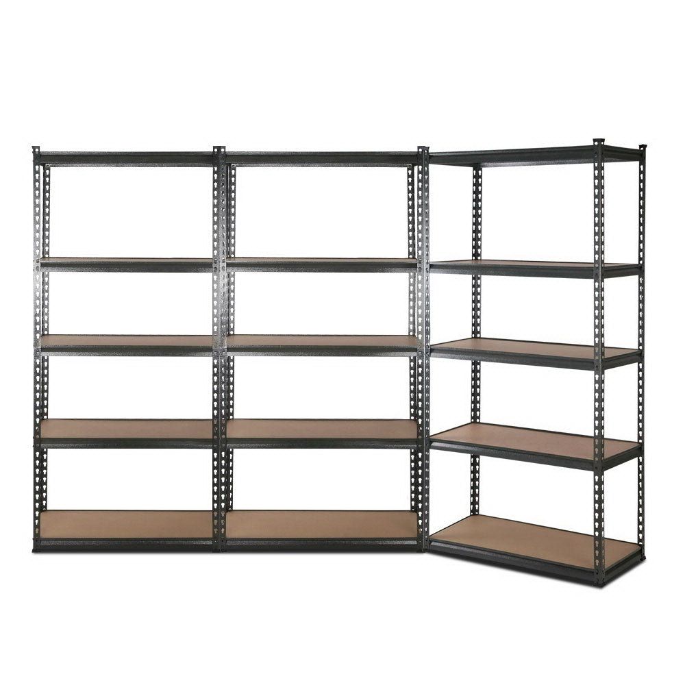 Wall Storage Racks: 3x1.8M 5-Shelves Steel Warehouse Shelving Racking Garage Storage Rack Grey