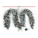 Jingle Jollys 2.7m Christmas Garland with LED Lights Snowy Decoration Xmas Party