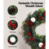 Jingle Jollys Christmas Garland with Wreath Set LED Lights Xmas Tree Decor