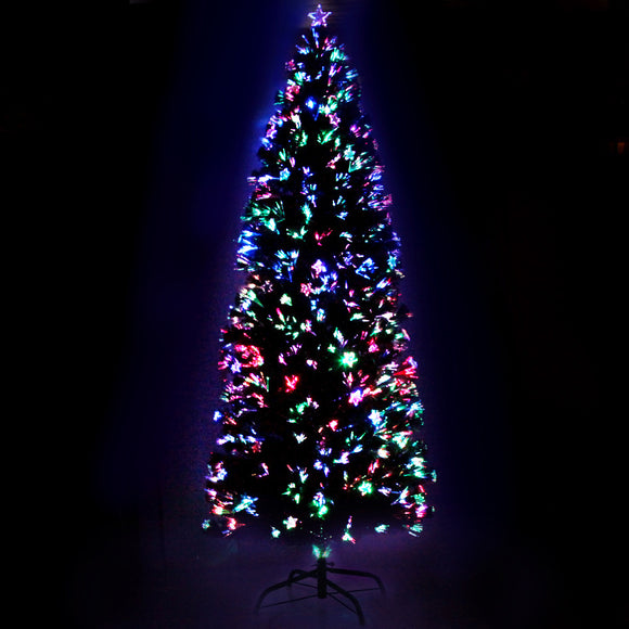 Jingle Jollys 2.4m Christmas Tree Optic Fibre LED Xmas tree Multi Colour