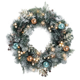 Jingle Jollys 60cm Christmas Wreath with LED Lights Snowy Garland Xmas Decor