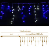 20M Christmas Lights Icicle Light 800 LED Blue White Decor Jingle Jollys